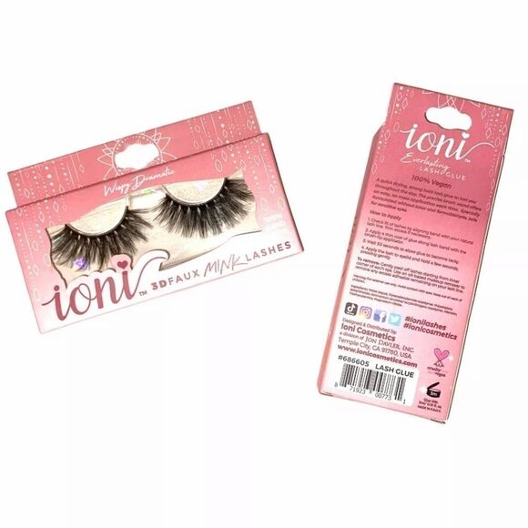 NEW Ioni 3D Faux Mink Lashes Wispy Full Dramatic & Eyelash Glue - Picture 4 of 5